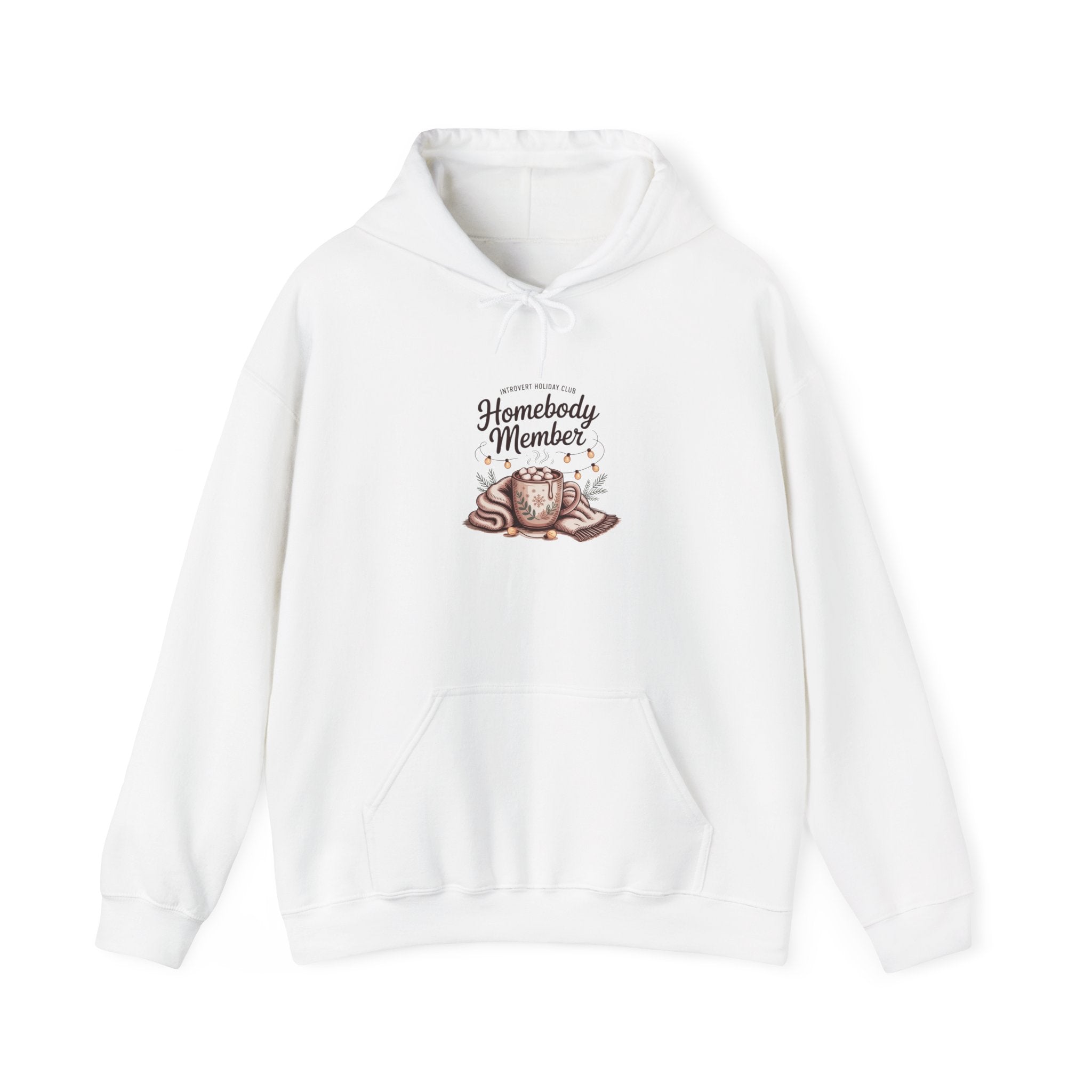 Homebody Member Hoodie | Introvert Holiday Club, cozy graphic