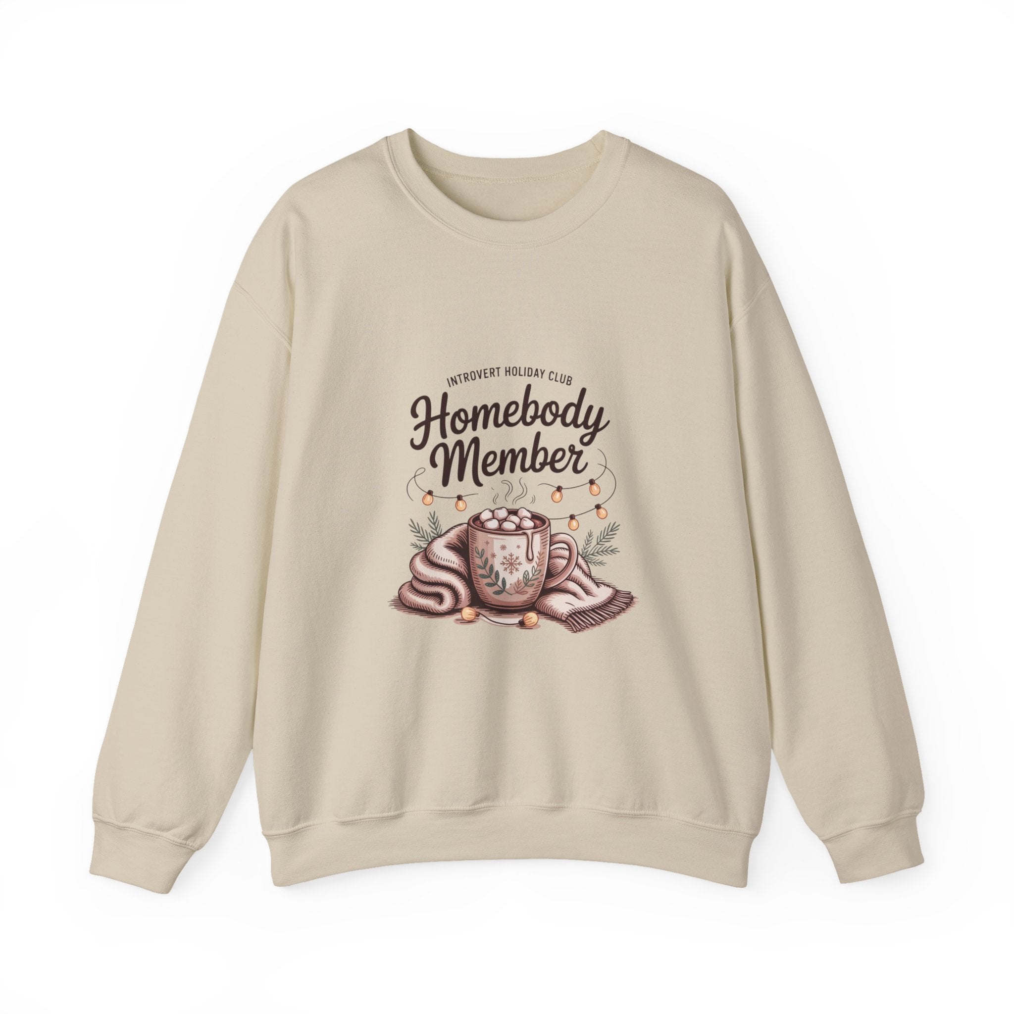 Homebody Member Crewneck Sweatshirt | Introvert Holiday Club, cozy hygge graphic