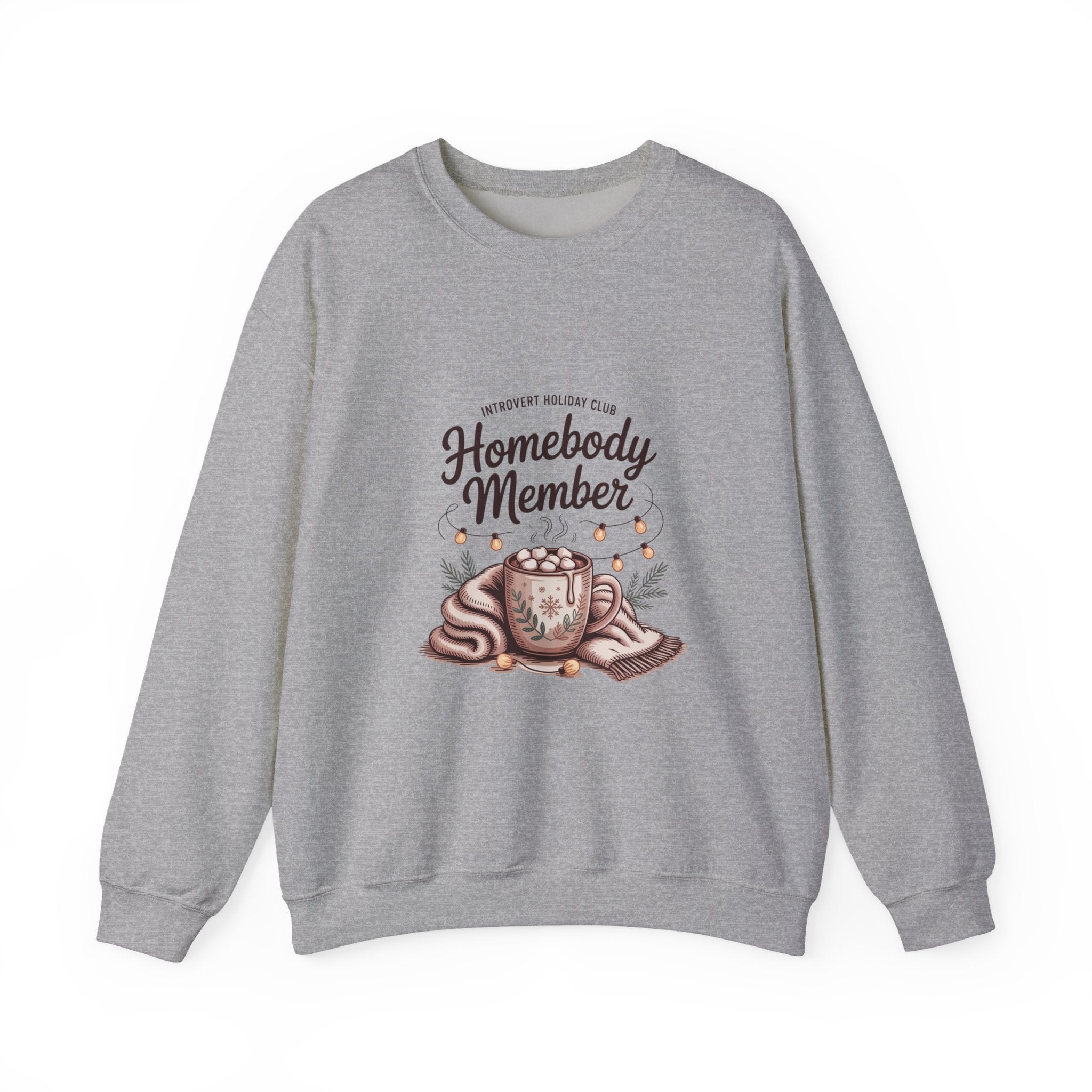 Homebody Member Crewneck Sweatshirt | Introvert Holiday Club, cozy hygge graphic