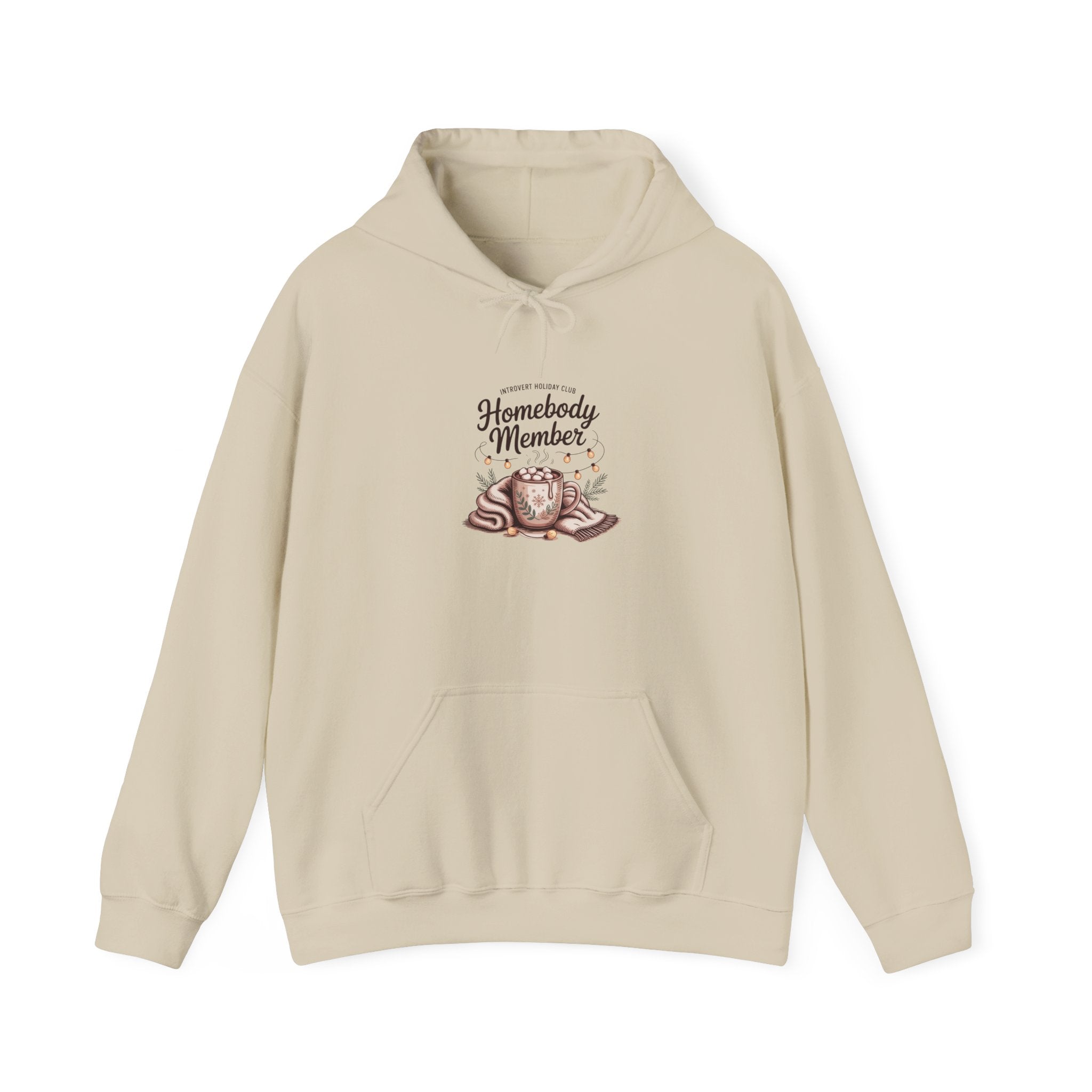 Homebody Member Hoodie | Introvert Holiday Club, cozy graphic
