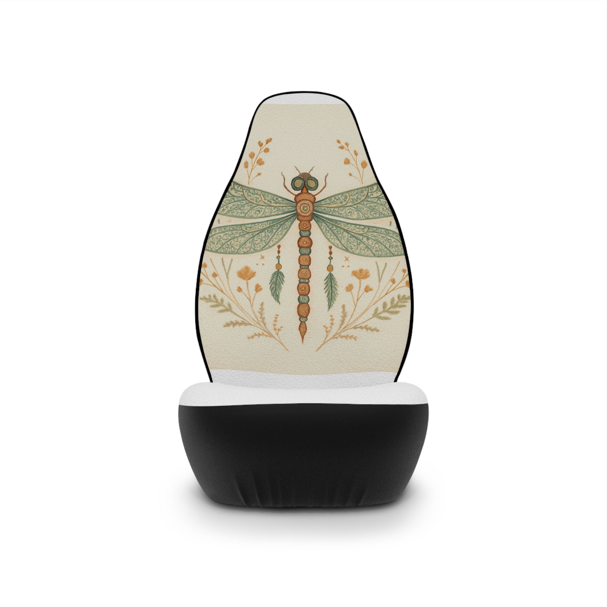 Dragonfly Botanical Car Seat Covers — Vintage Floral Auto Seat Protectors