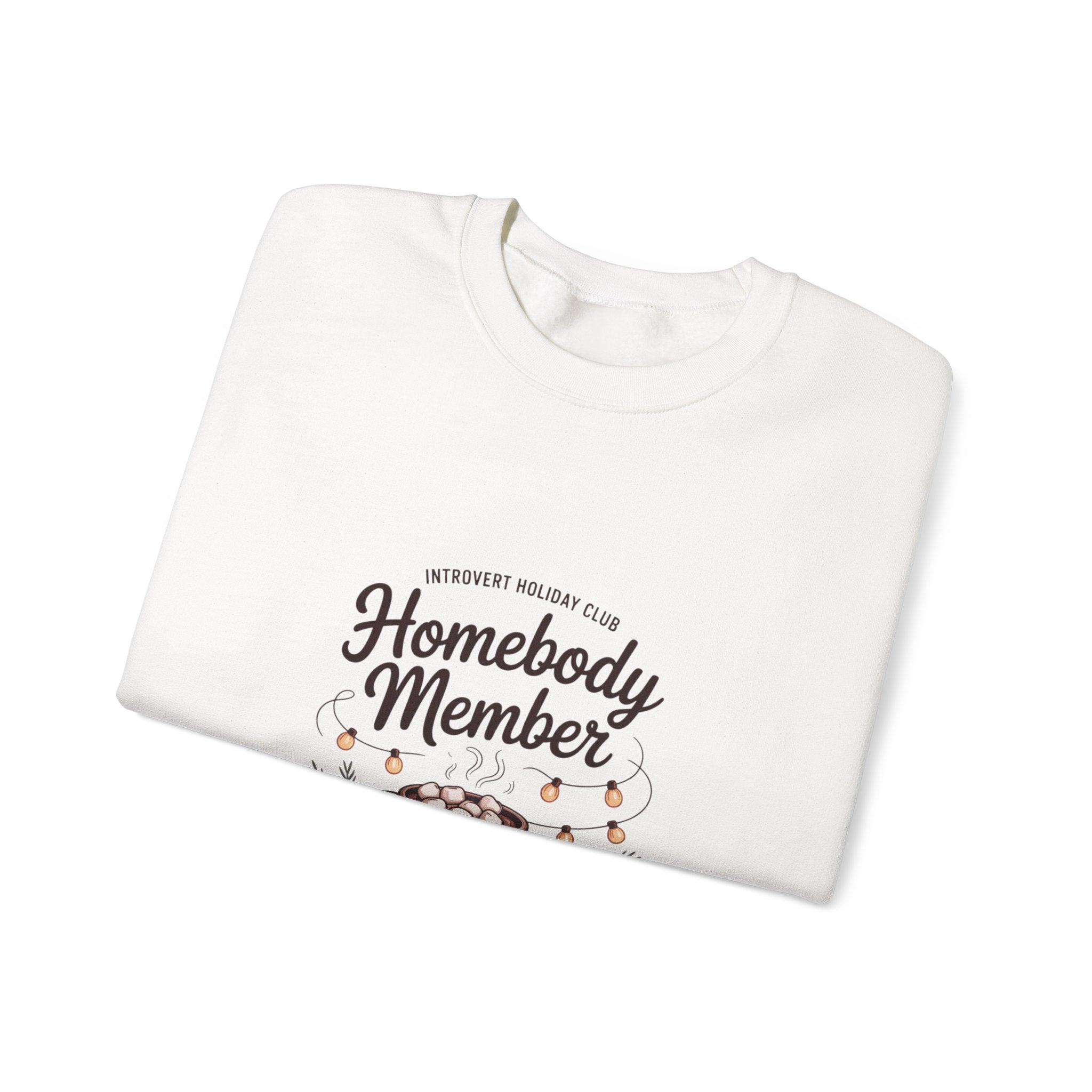 Homebody Member Crewneck Sweatshirt | Introvert Holiday Club, cozy hygge graphic