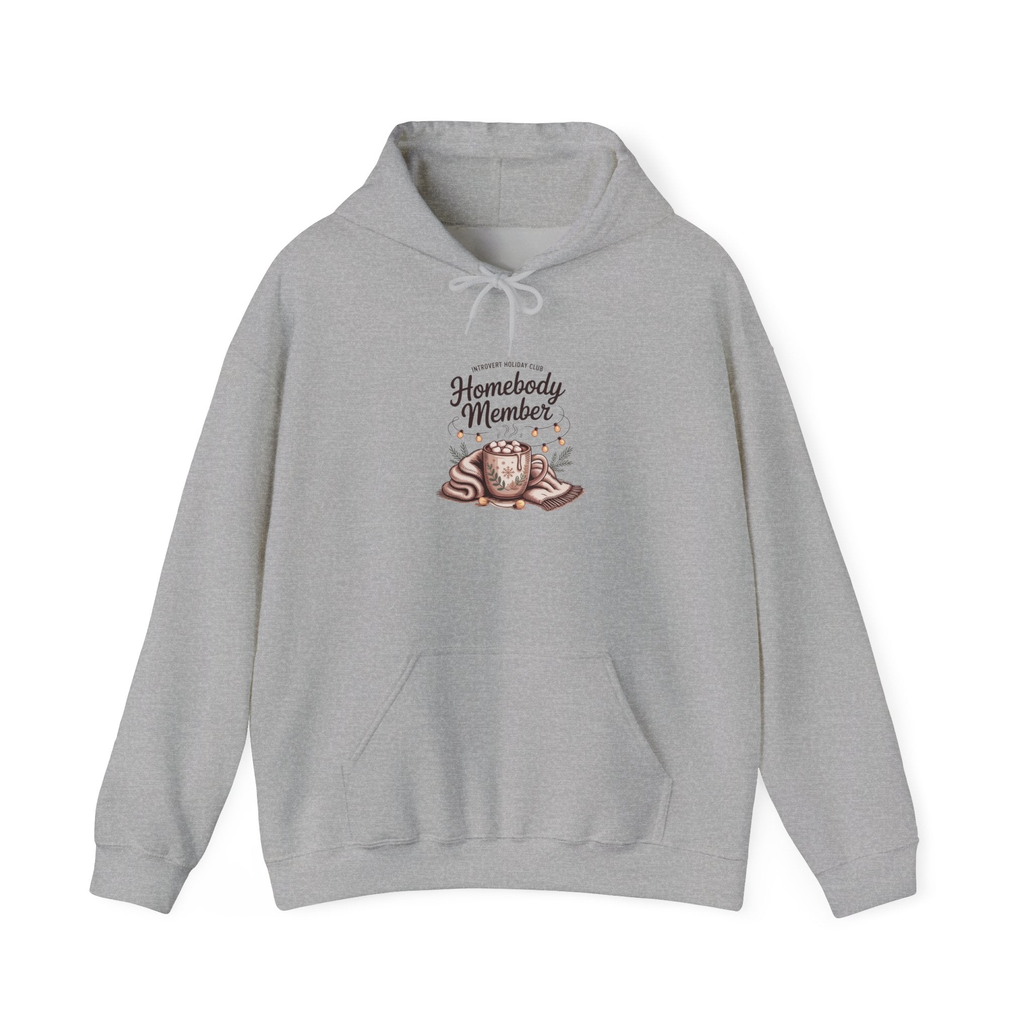 Homebody Member Hoodie | Introvert Holiday Club, cozy graphic