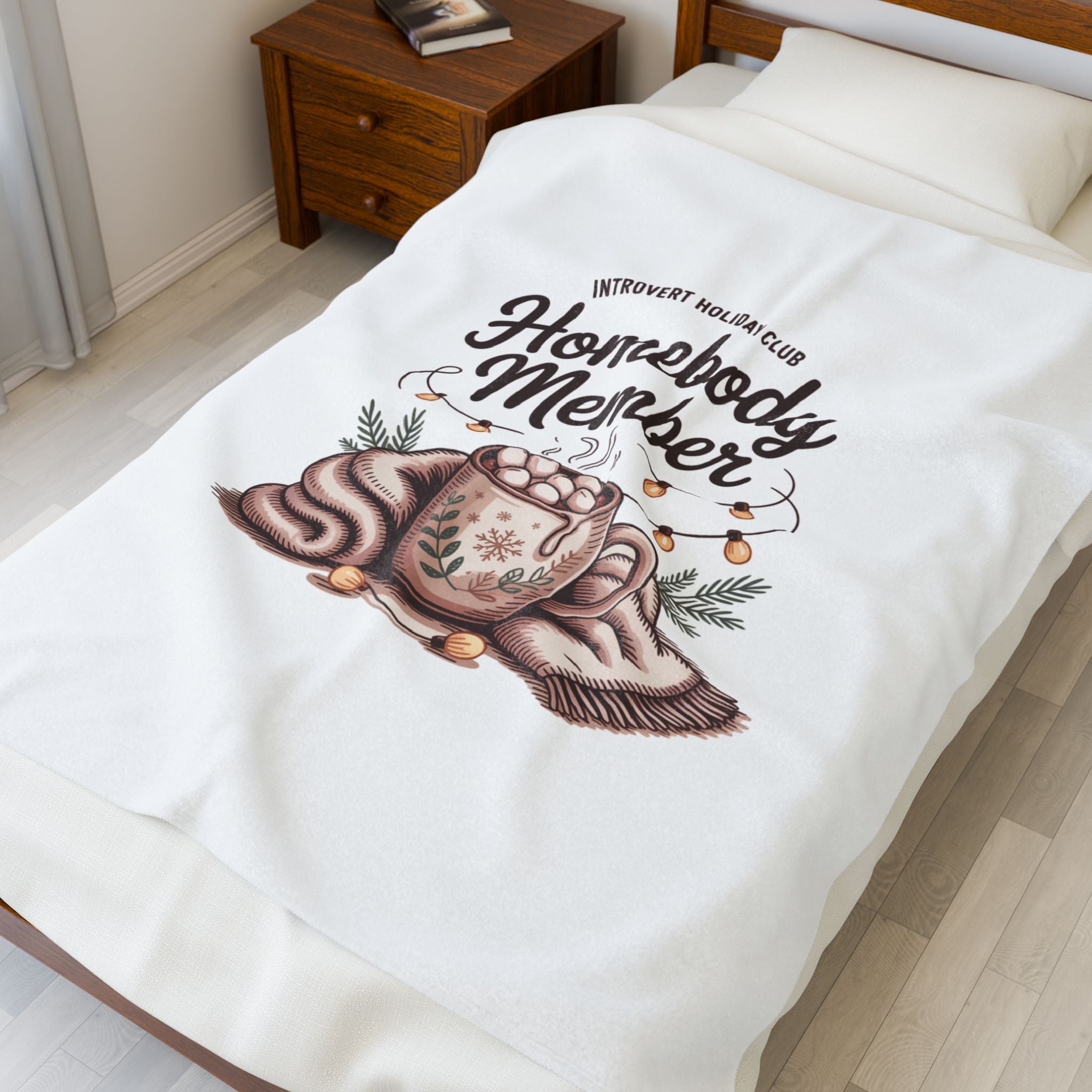 Homebody Member Velveteen Blanket | Introvert Holiday Club, cozy hygge
